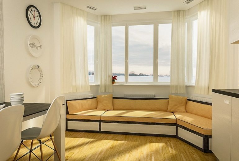 Эргономика и уют: подбор дивана для эркера на кухне