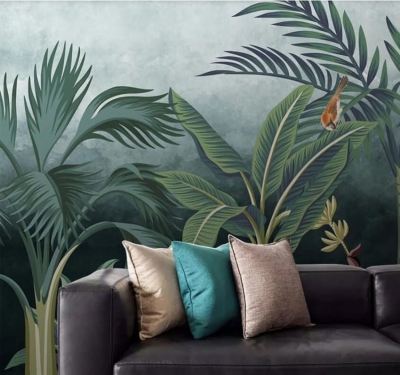 Фотообои для гостиной с тропическими растениями